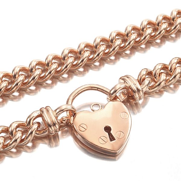 18ct Heavy Rose Gold Plated Euro Chain Necklace Featuring a Plain Locket - USA Made-3